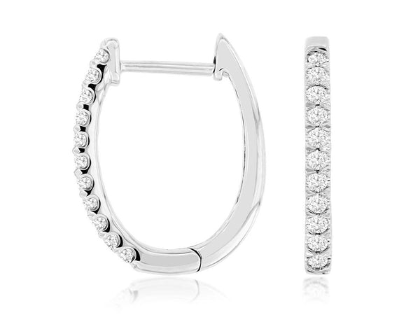 Oval Shaped Diamond Hoops - JohnstonJewelers