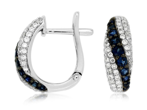 Sapphire & Diamond Hoops - JohnstonJewelers