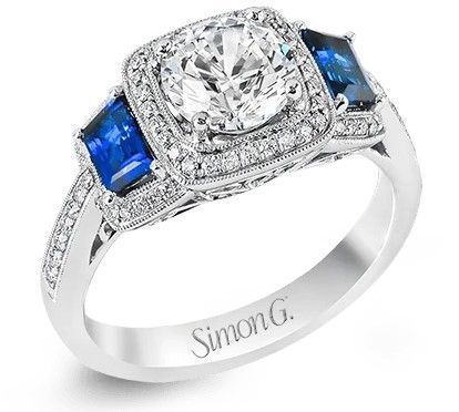 18K WG Simon G Diamond Sapphire Eng Ring