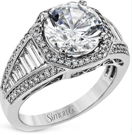 18K WG Simon G Engagement Ring .98CT TW