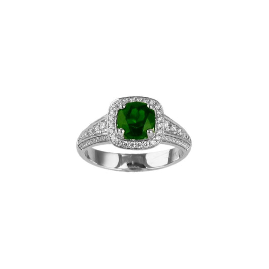 18K WG Simon G Engagement Ring Green Diamond Center