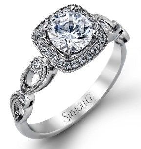 18K WG Simon G Diamond Eng Ring .16ctw