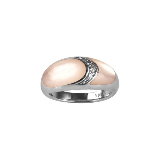 14k White Mother of Pearl Diamond Ring