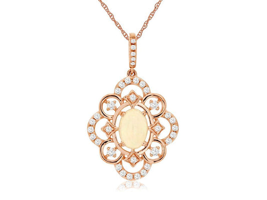 14kr Opal Diamond Pendant