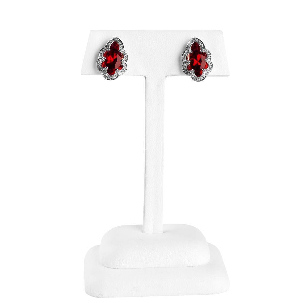 14kw Garnet Diamond Earrings