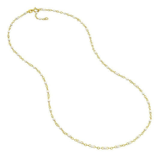 14ky White Enamel Bead Piatto Chain