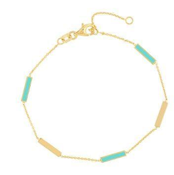 14ky Turquoise Enamel Bar Bracelet