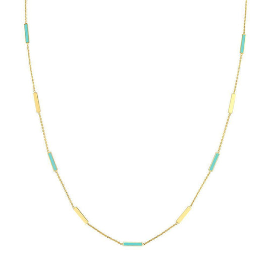 14ky Turquoise Enamel Bar Necklace