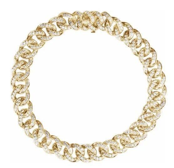 14ky Diamond Curb Link Bracelet 7"