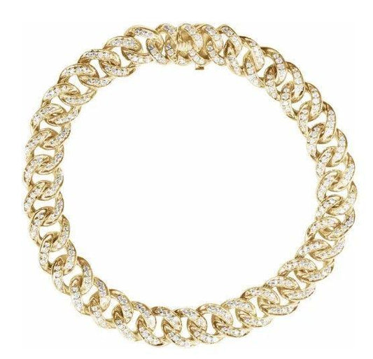 14ky Diamond Curb Link Bracelet 7"