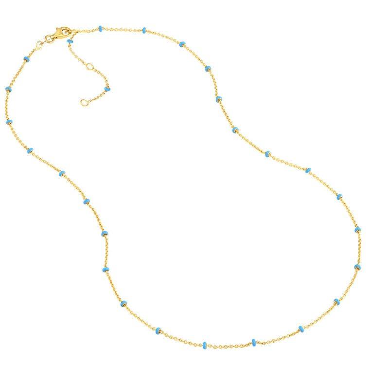 14ky Baby Blue Enamel Bead Neck