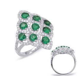 Fancy 14kw Diamond Emerald Ring