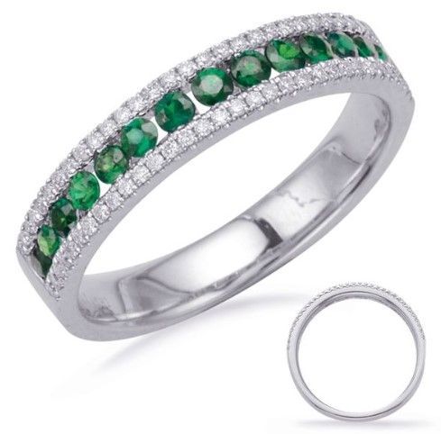 14kw Emerald and Diamond Band