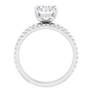 14K WG .35ct Engagement Ring for Oval Center