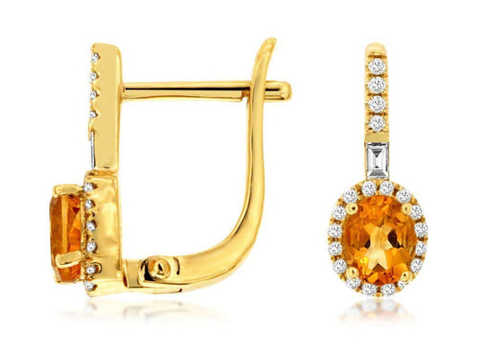 14ky Citrine and Diamond Earrings