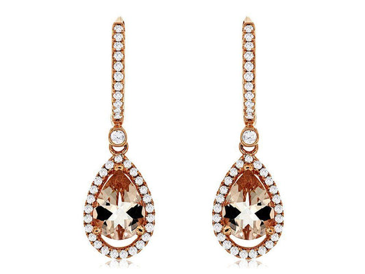 14k Rose Gold Dia Morganite Drop Earring