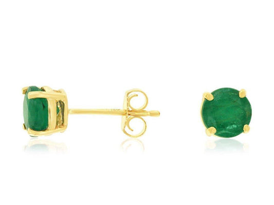 14ky Natural Emerald Stud Earrings