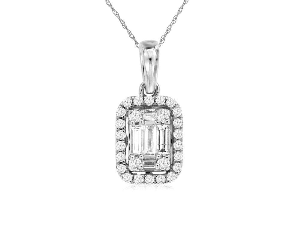 14kw .30ctw Baguette Rd Diamond Pendant