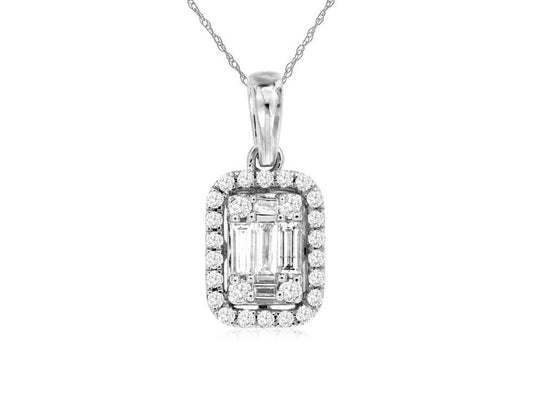 14kw .30ctw Baguette Rd Diamond Pendant