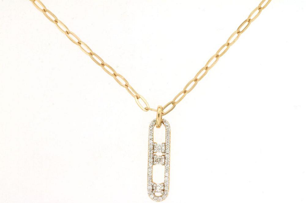 14ky Diamond Paperclip Necklace .20ctw