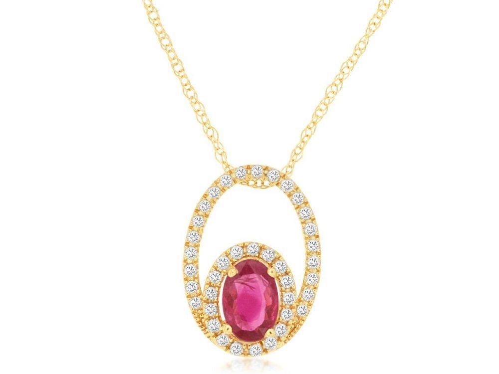 14ky Ruby Diamond Pendant