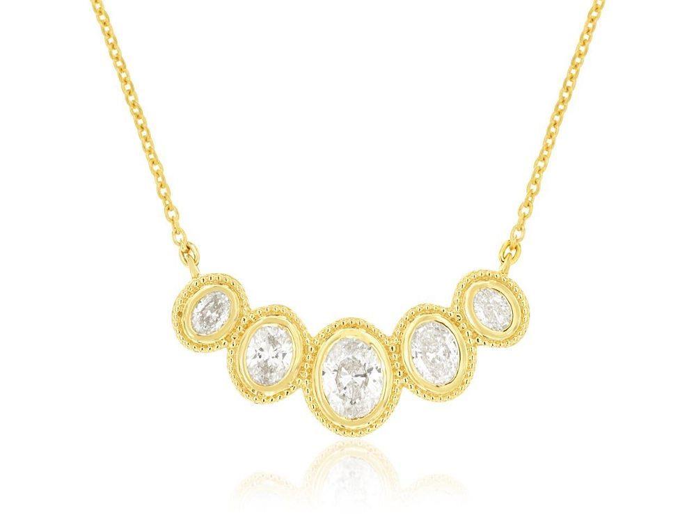 14ky 5 Diamond Bezel Set Necklace