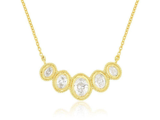 14ky 5 Diamond Bezel Set Necklace