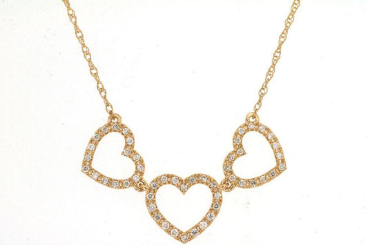 14ky Diamond Hearts Necklace .15ctw