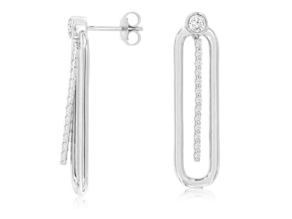 14kw Paperclip Earrings w Diamond