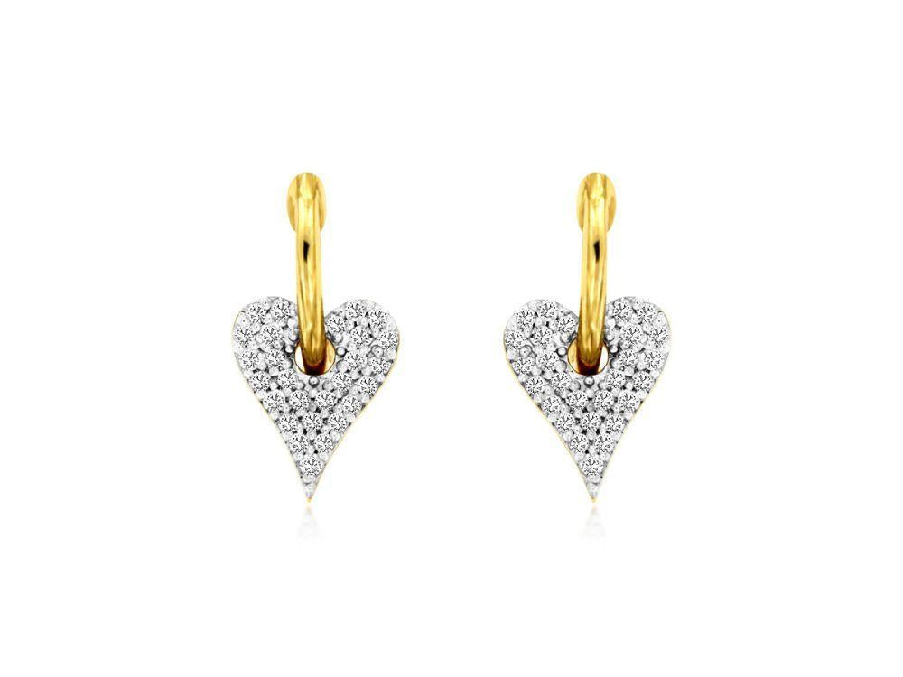 14ky Pave Diamond Heart Dangle