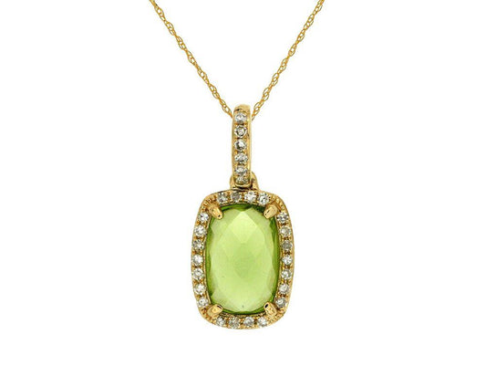 14ky Peridot Diamond Pendant