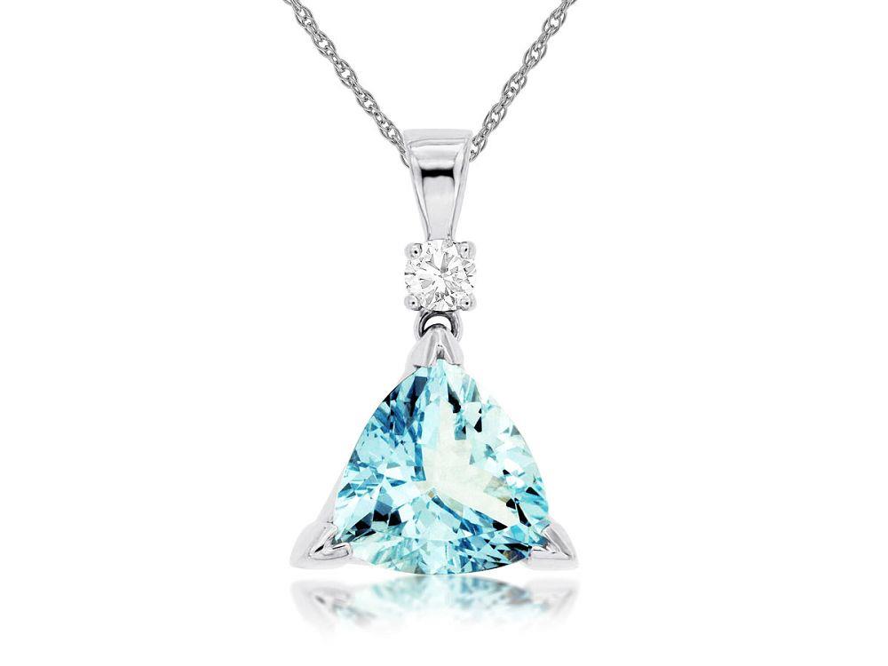 14kw Trillion Aquamarine Diamond Pendant