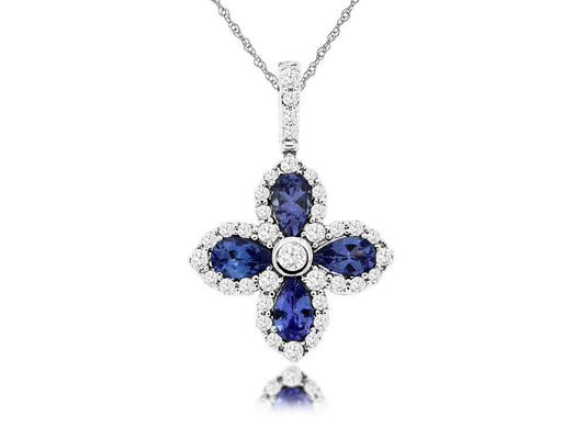 14kw Flower Tanzanite and Diamond Pendant