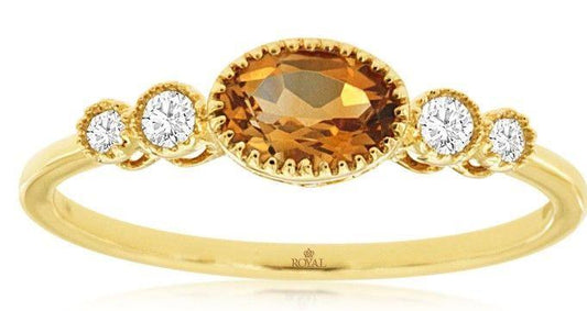 14ky Oval Citrine Diamond Ring