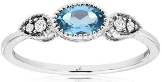 14kw Oval Blue Topaz Ring