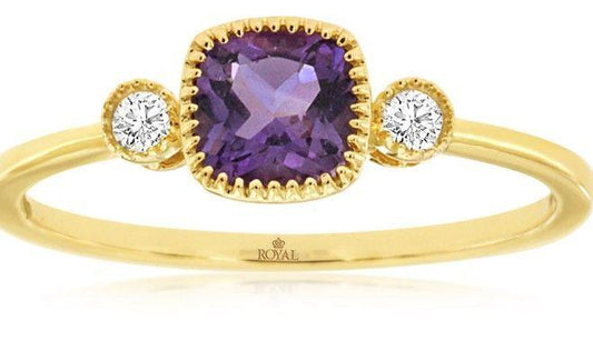 14ky Amethyst and Diamond Ring