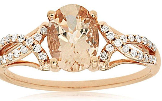 14kr Morganite and Diamond Ring