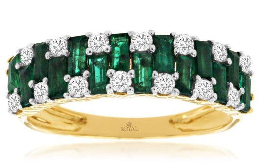 14ky Baguette Emerald and Diamond Ring