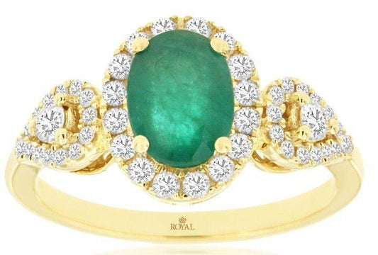 14ky Oval Emerald Halo Diamond Ring