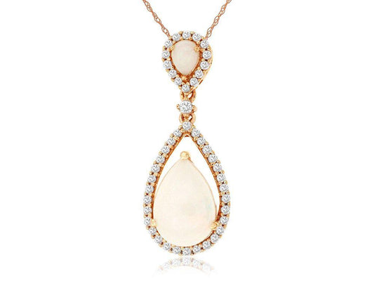 14kr Pear Shape Opal Diamond Pendant