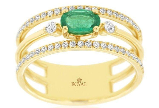 14ky Oval Emerald and Diamond Ring