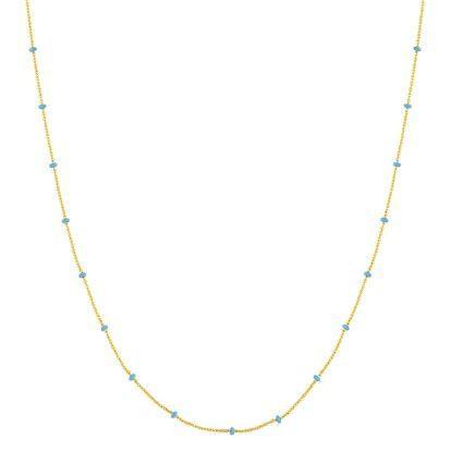 14ky Light Blue Enamel Bead Chain