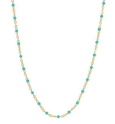 18" Turq Enamel Bead Piatto Chain