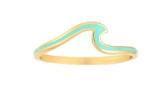 14ky Turquoise Enamel Wave Ring