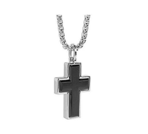 Black IP Stainless Steel Cross