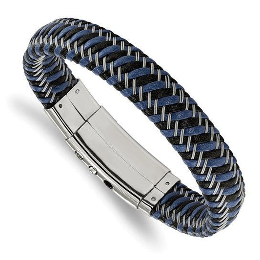 Steel Black and Blue Leather