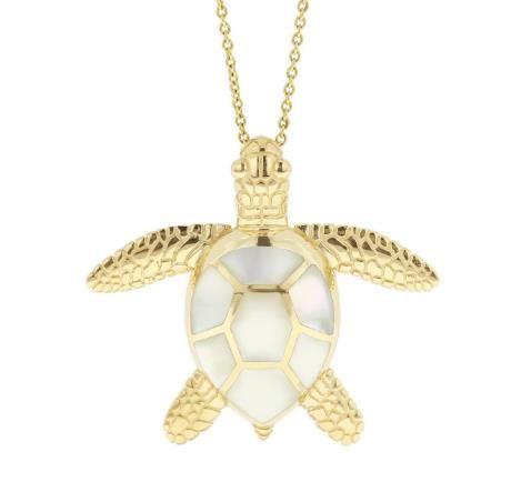 14k Mother of Pearl Turtle Pendant