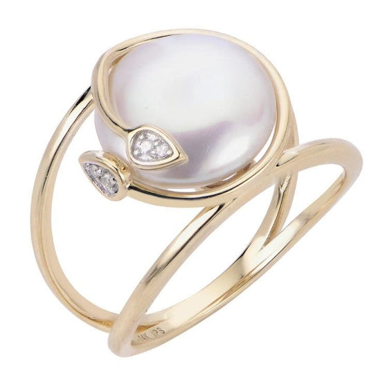 14ky Coin Pearl Ring