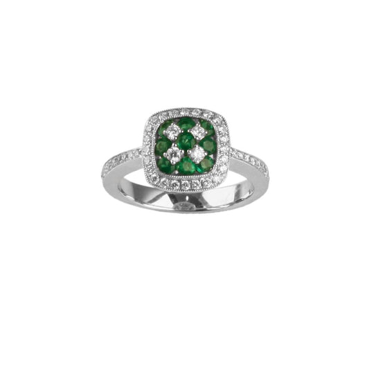 18kw Emerald and Diamond Ring