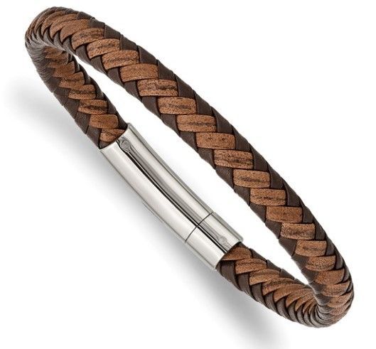 Brown Braided Leather Bracelet